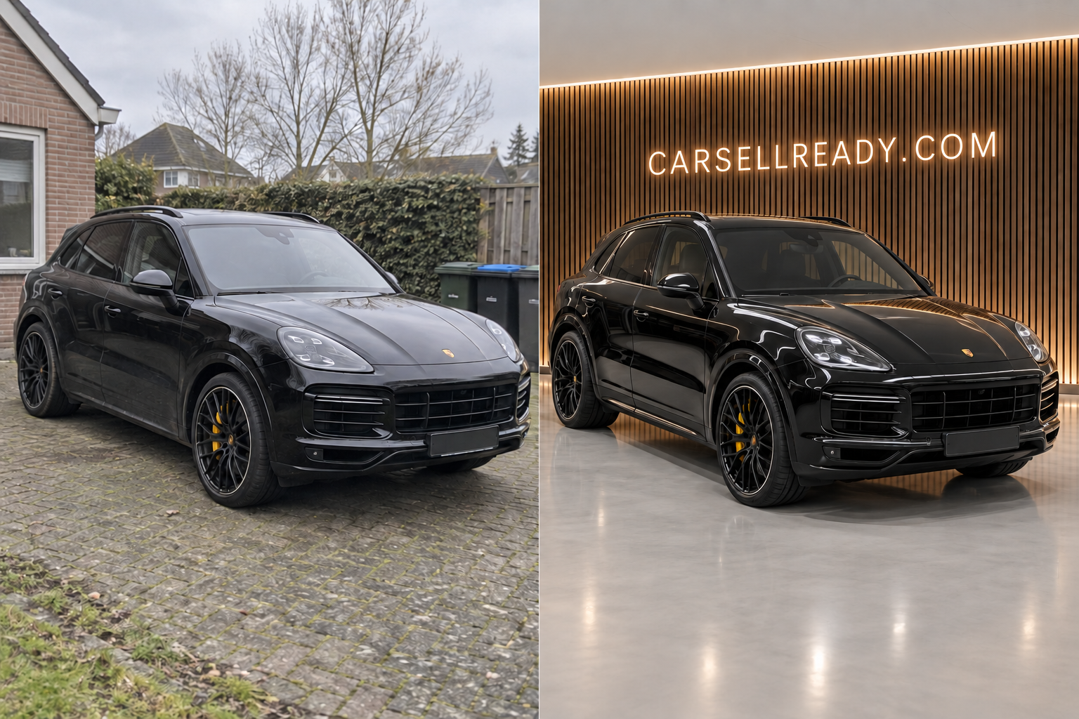 Voor en na voorbeeld met showroom als eindresultaat